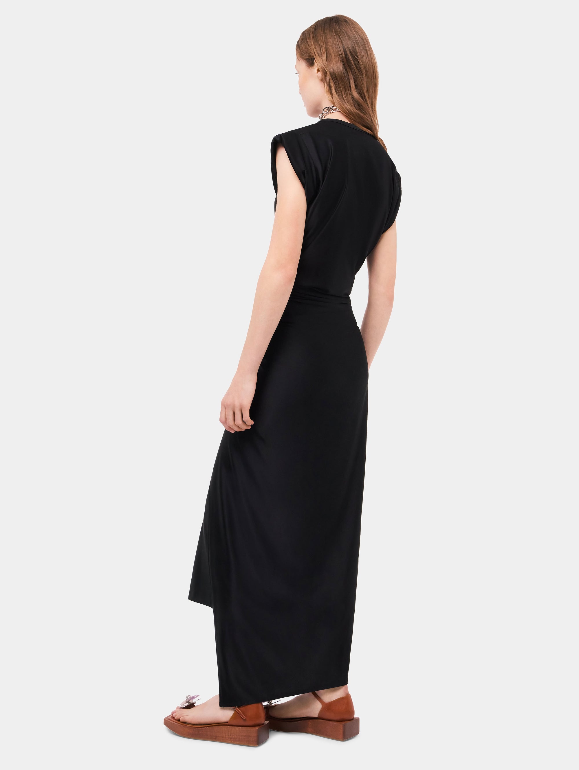 Draped dress with metallic detail - Black