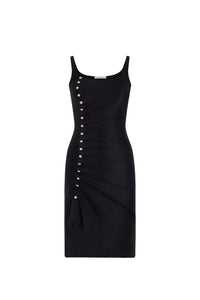 Sleeveless draped dress - Black