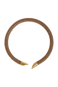 Pixel Tube necklace in brass - Gold & Topaz