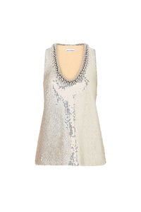Débardeur décolleté à sequins - Silver