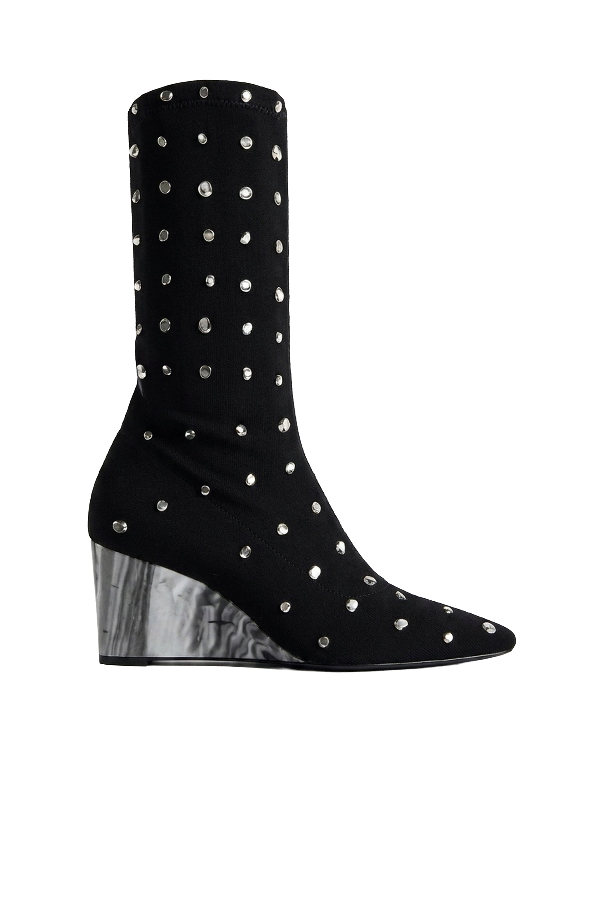 Leather heeled boots - Black & Crystal
