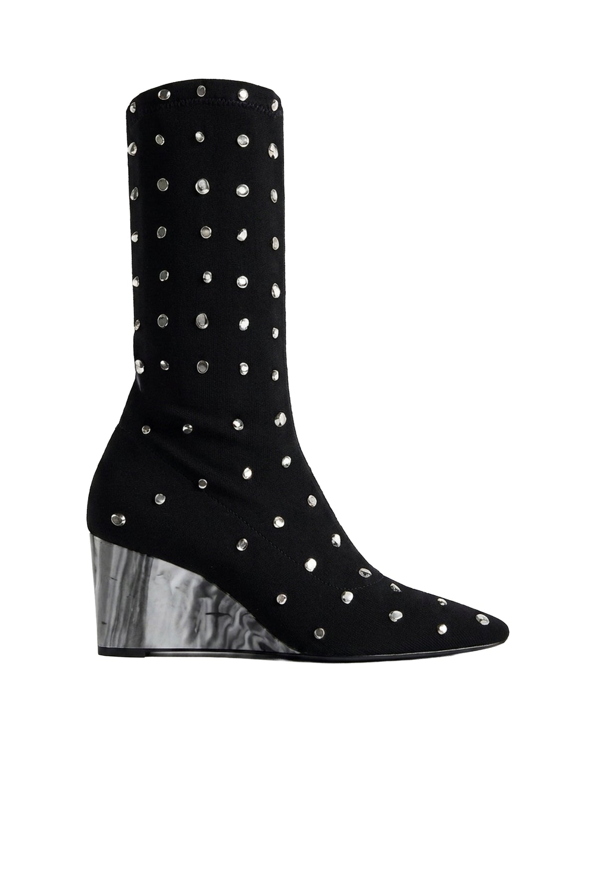 Bottes à talons en cuir - Black & Crystal