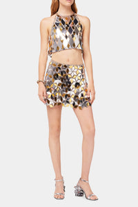 Short diamond sequined skirt - Silver
