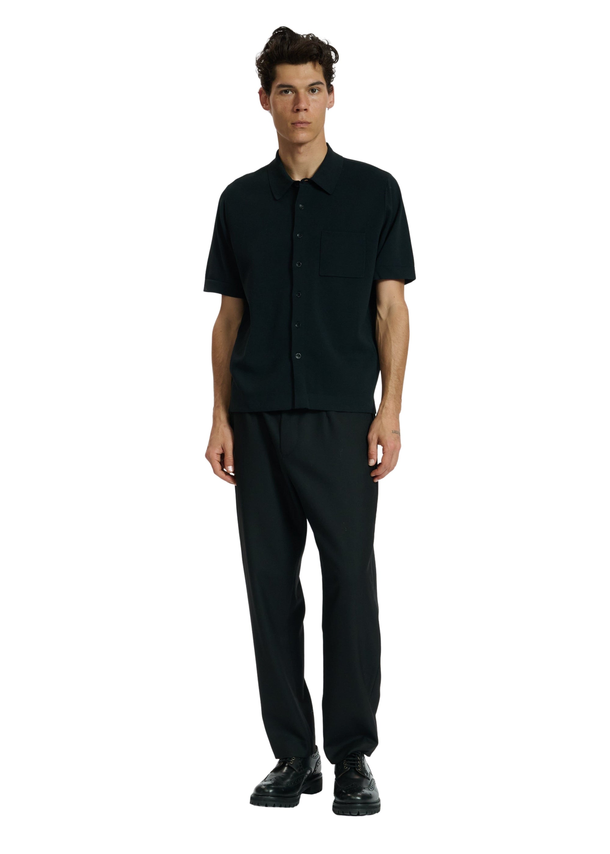 Chemise Dalton en maille raffinée - Noir