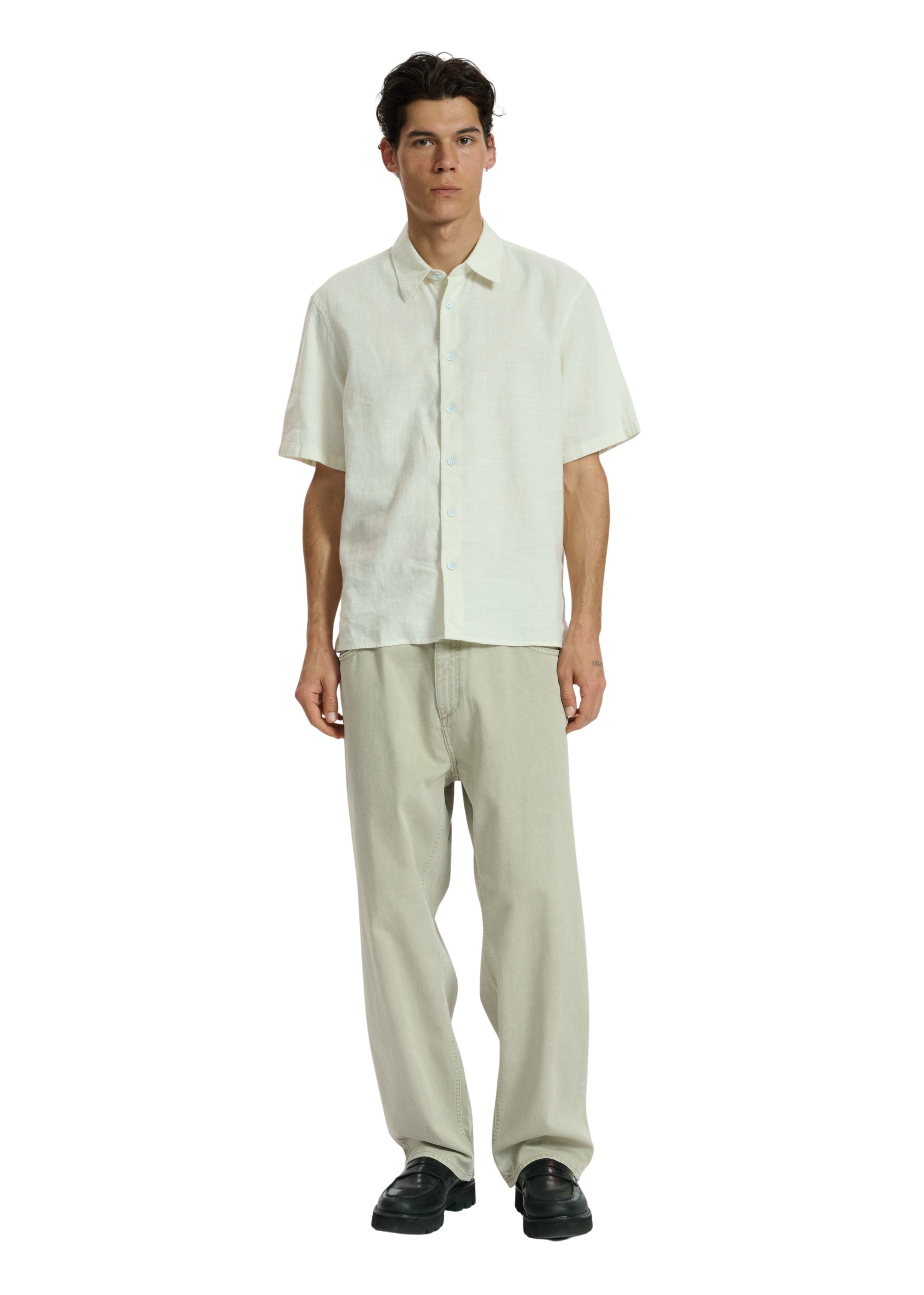 Chemise à manches courtes en lin Dalton - Chalk