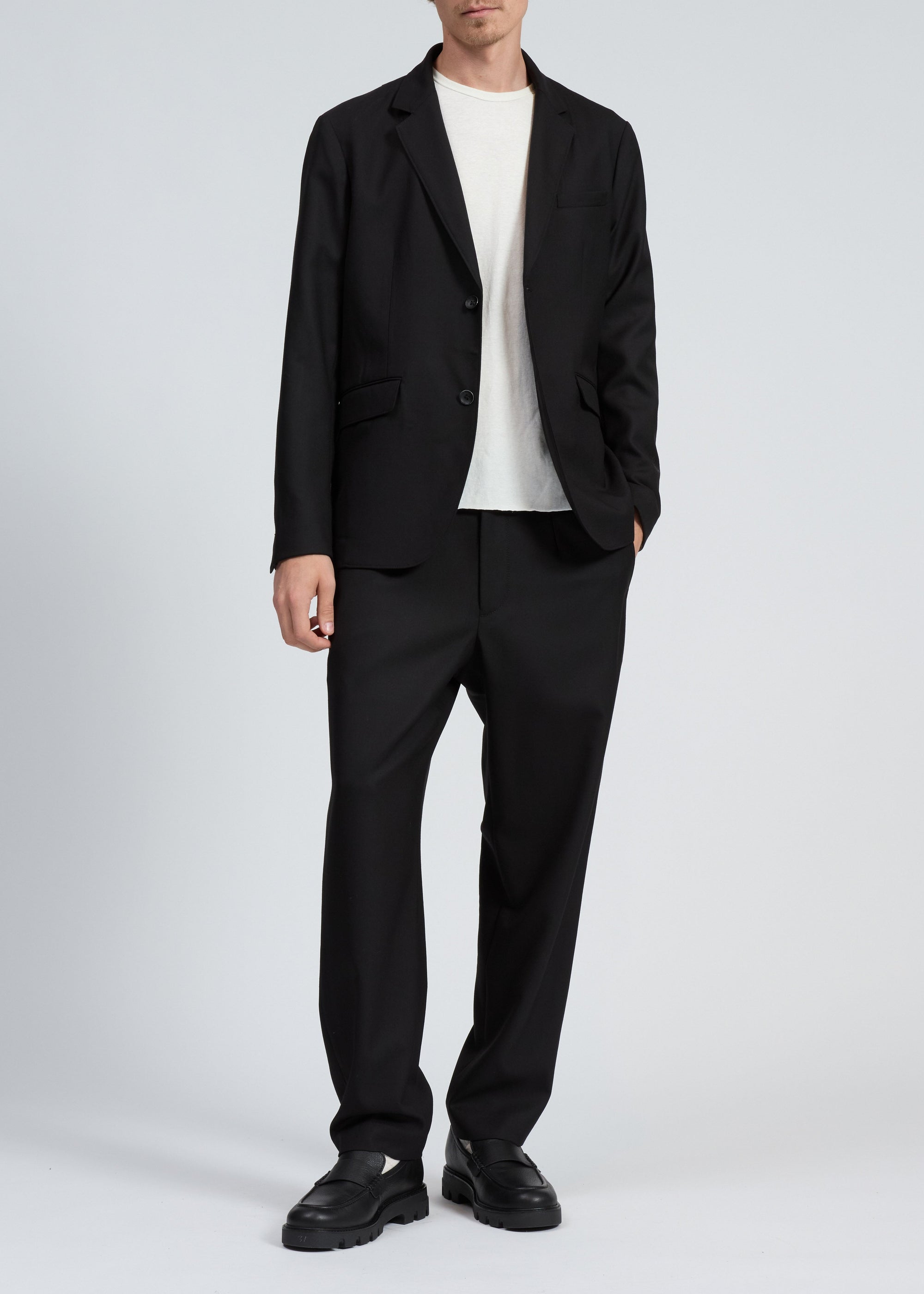 Blazer en laine ripstop Butler - Noir