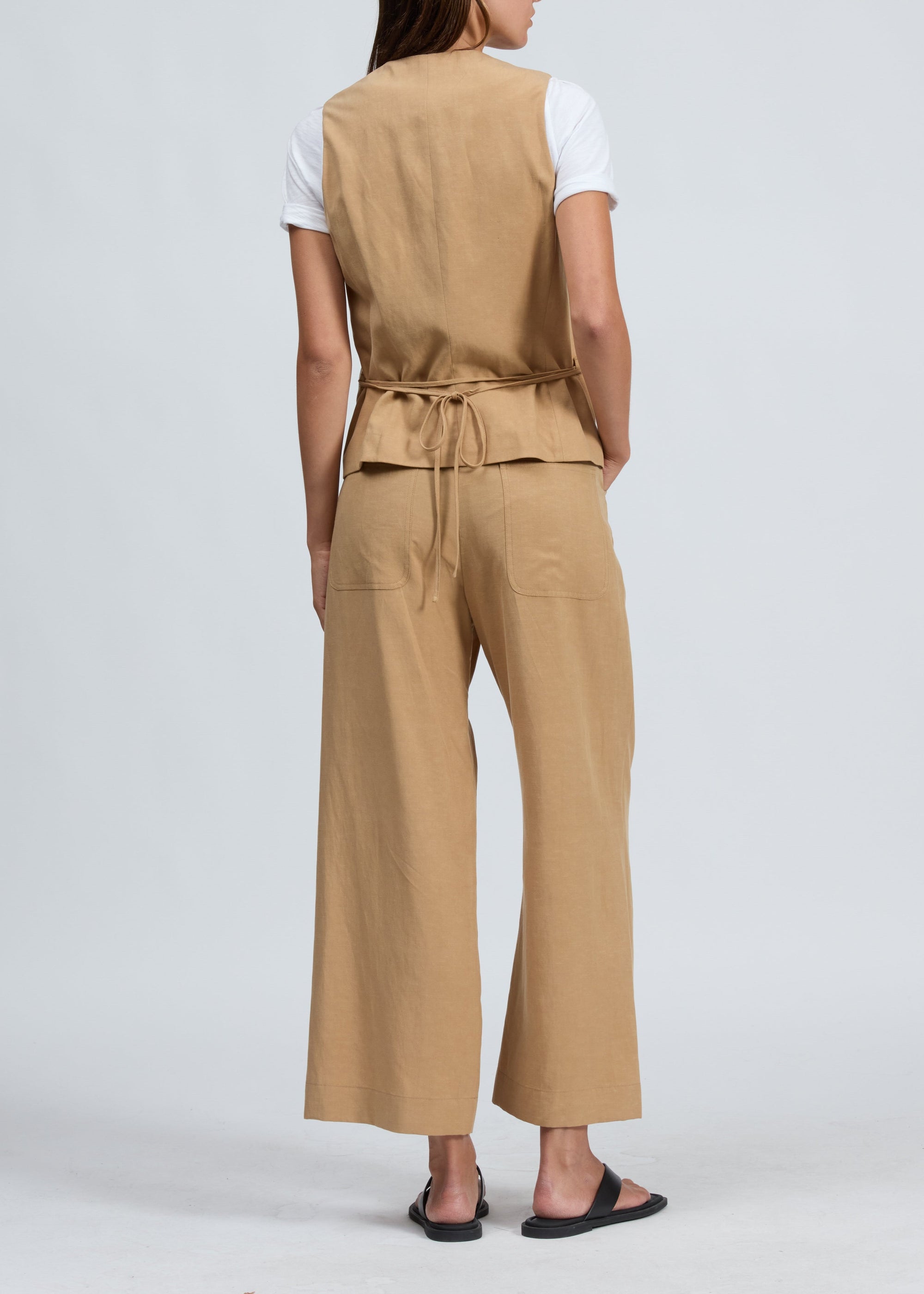 Pantalon en lin Allison - Fawn