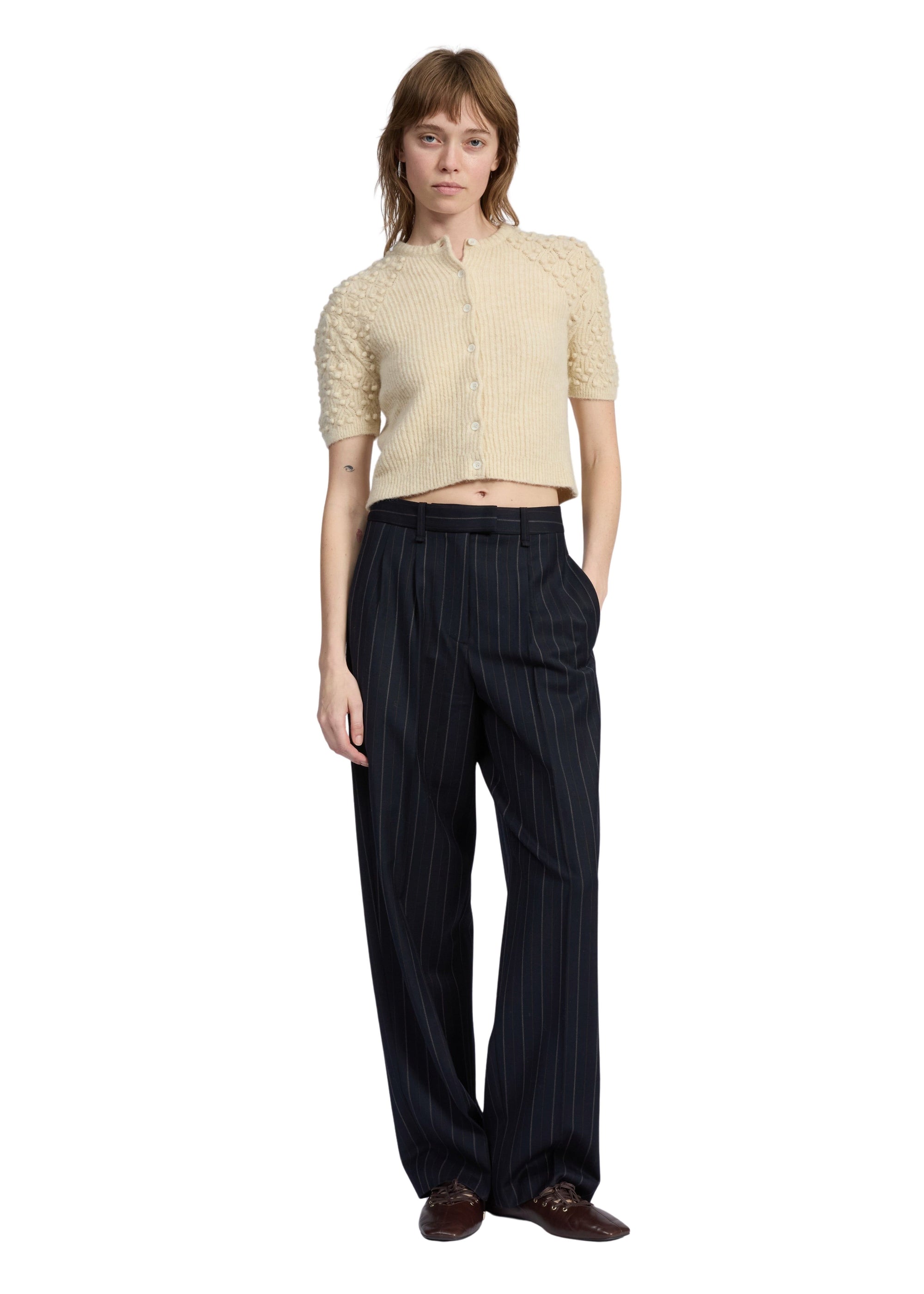 Pantalon à rayures en laine Newman - Nvyst