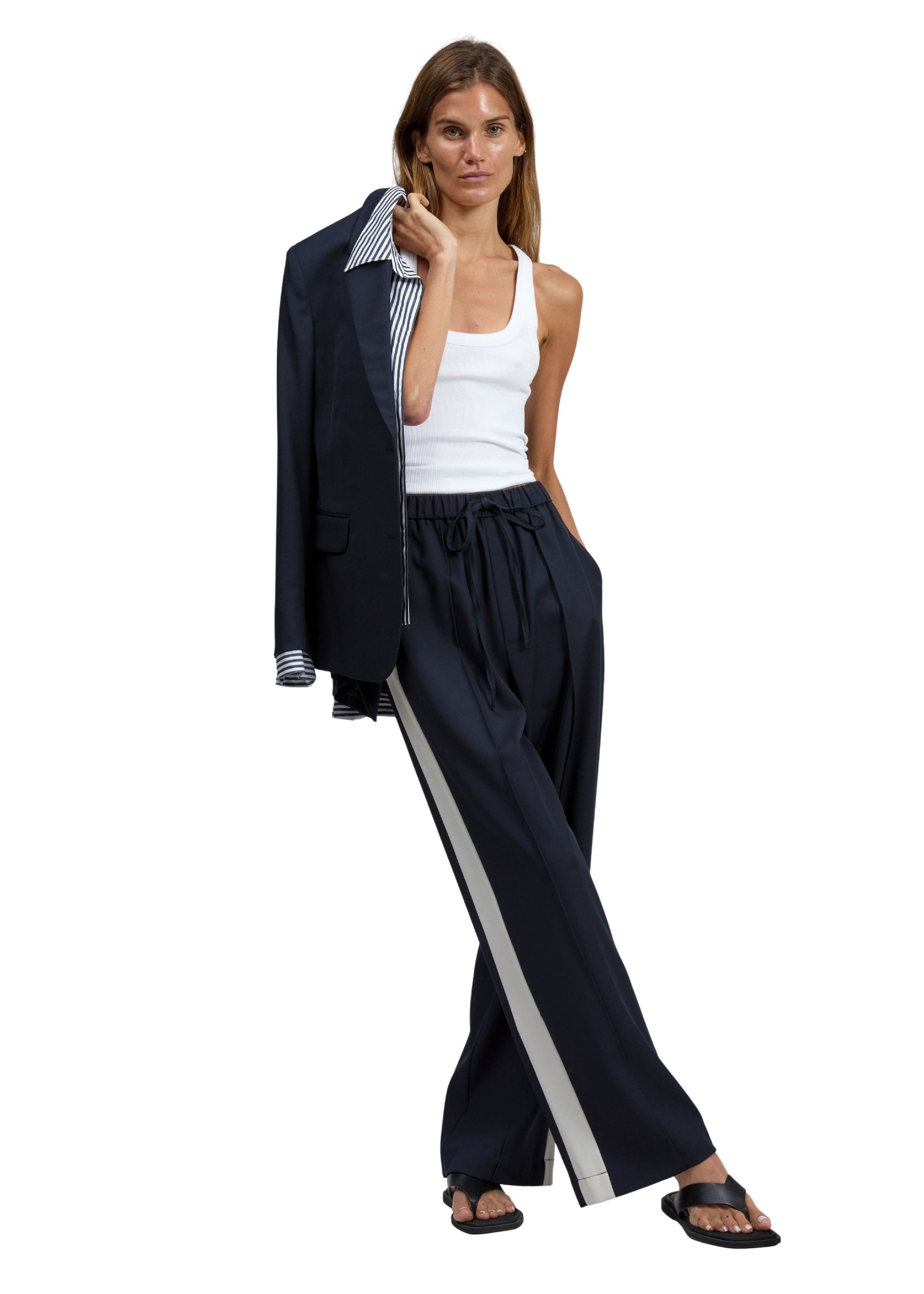 Pantalon Siena en laine à rayures latérales - Sal