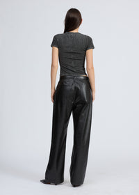 Pantalon à cordon de serrage en simili cuir Phoebe - Noir