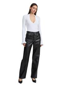 Pantalon droit en simili cuir Shea - Noir