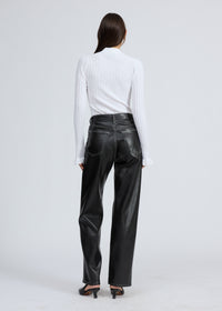 Pantalon droit en simili cuir Shea - Noir