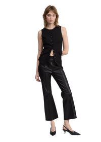 Pantalon évasé en cuir Irina - Noir