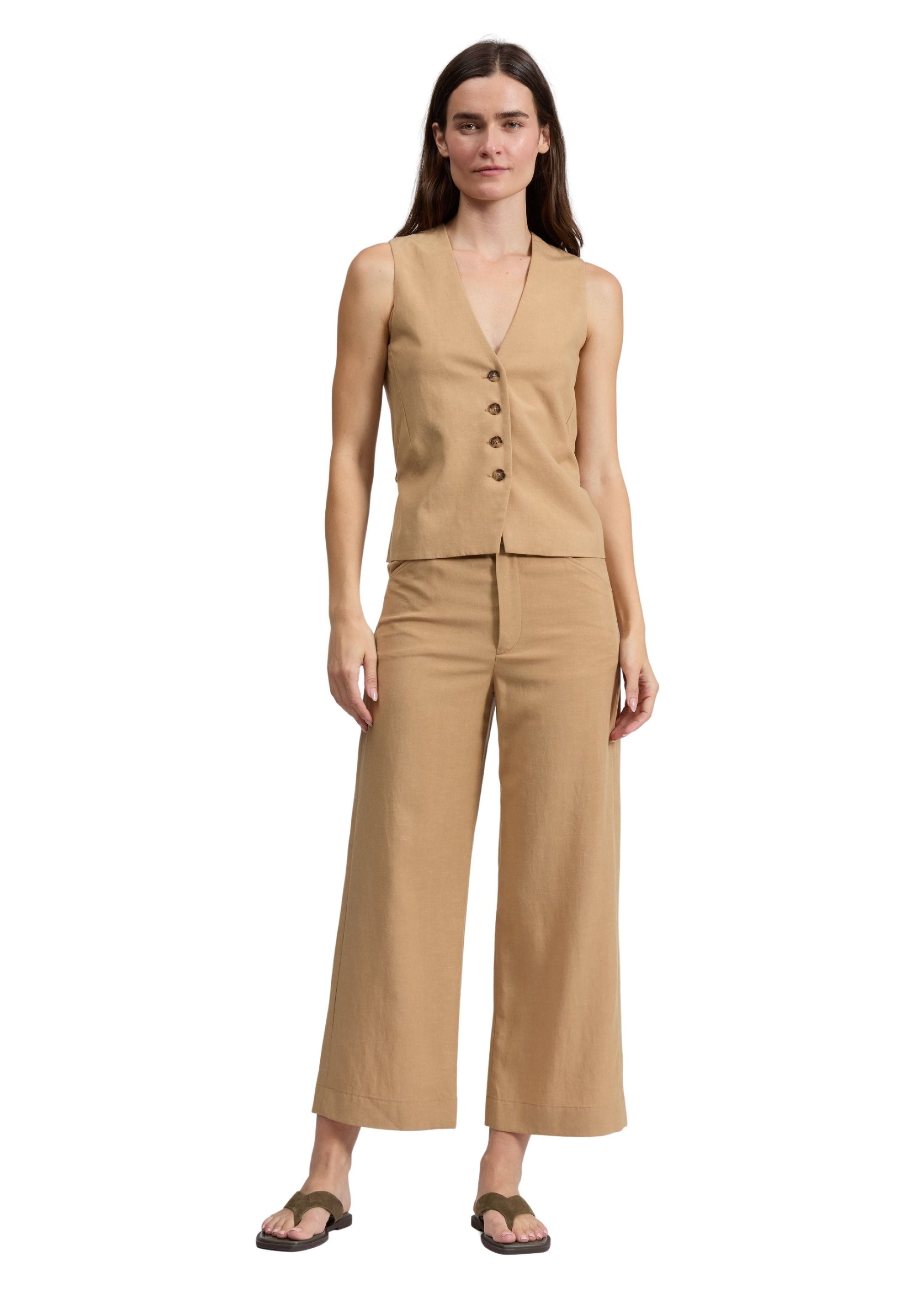 Gilet en lin « Paulette » - Fawn