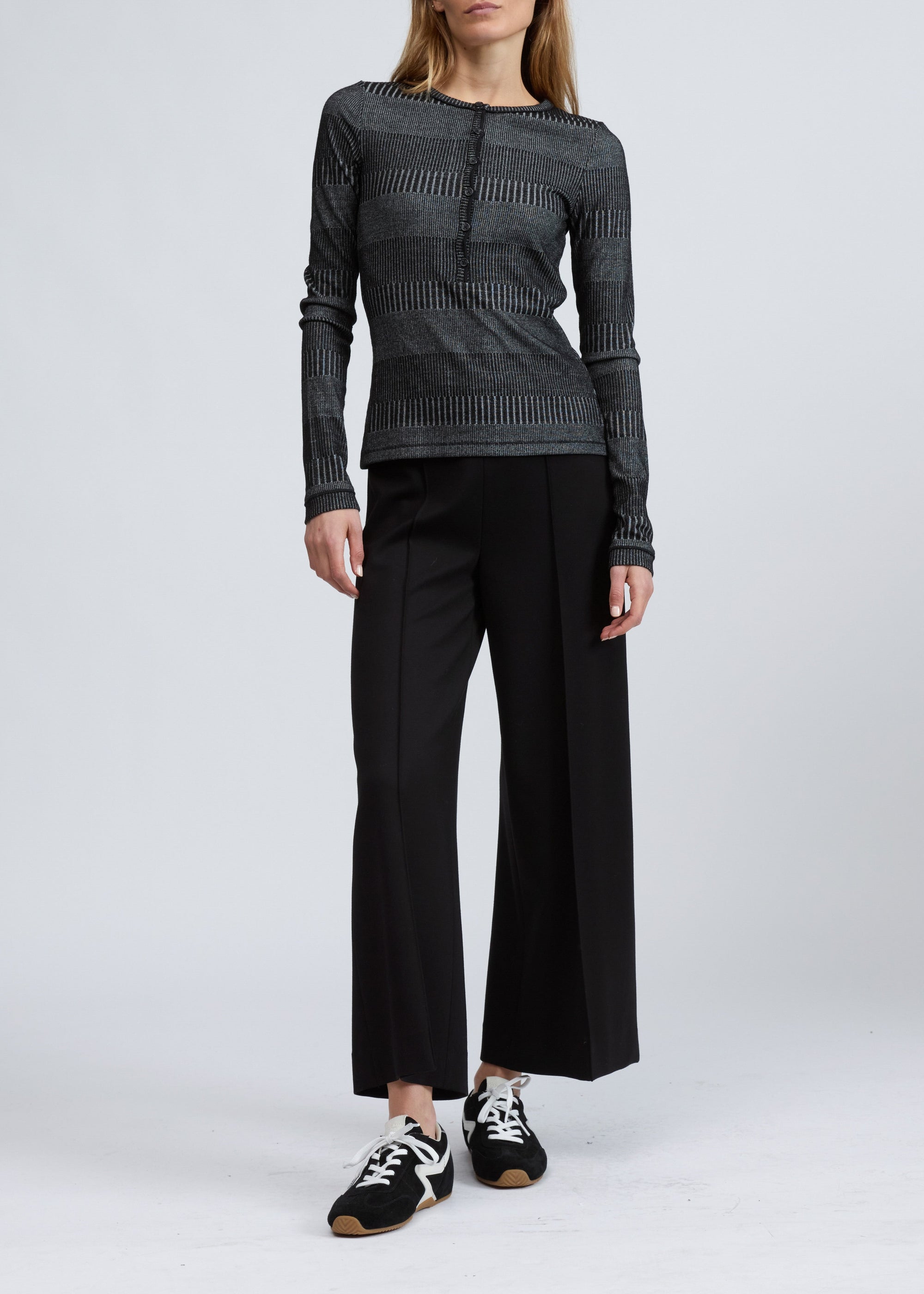 Henley à manches longues en maille bicolore - Bwmlt