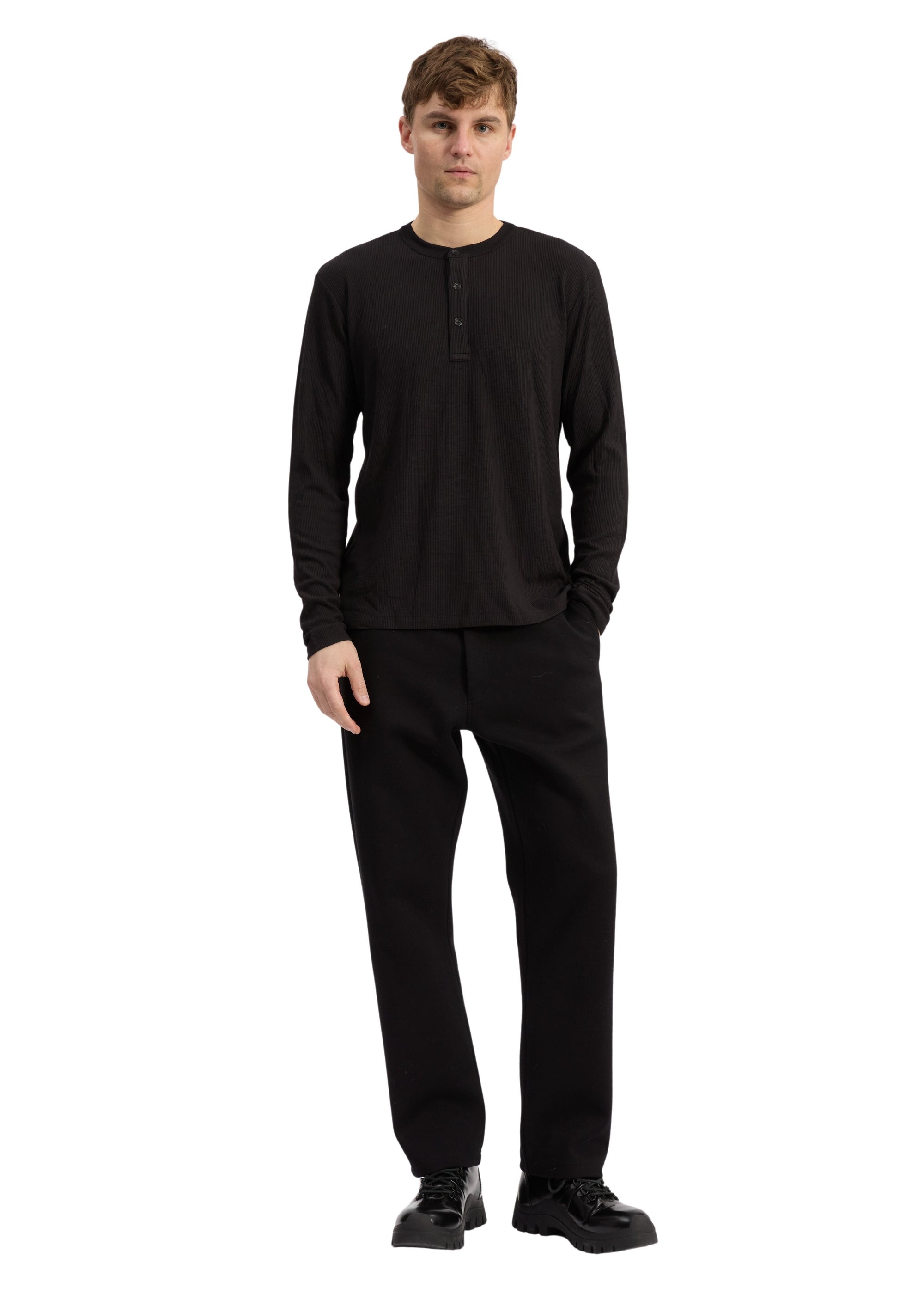 Henley Tech Waffle - Noir
