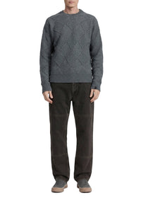 Entrelac round-neck wool jumper - Charcoral