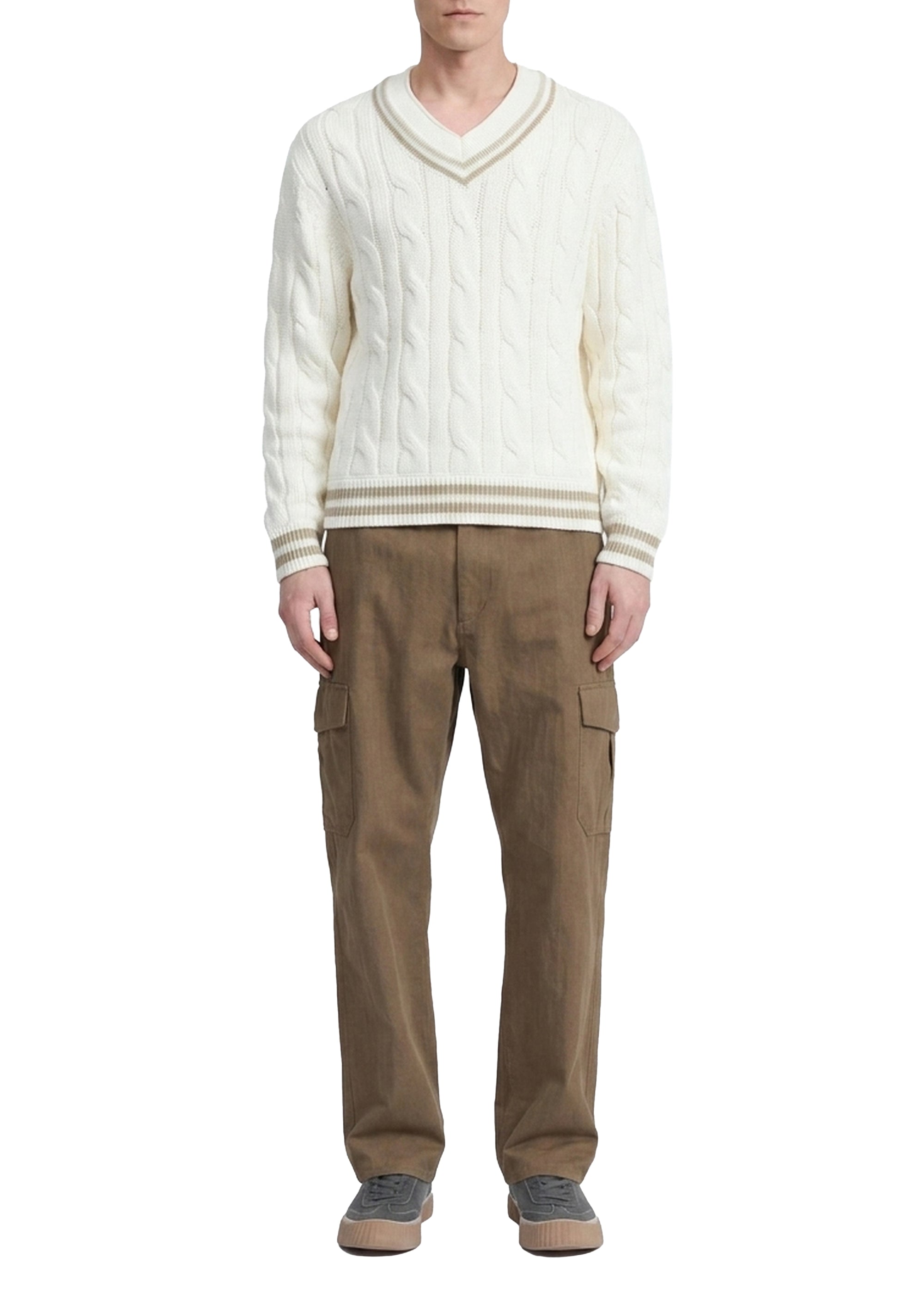 Tristan Cricket V-neck jumper - Vanilla