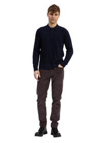 Polo à manches longues Crawford en laine - Navy