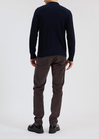Polo à manches longues Crawford en laine - Navy
