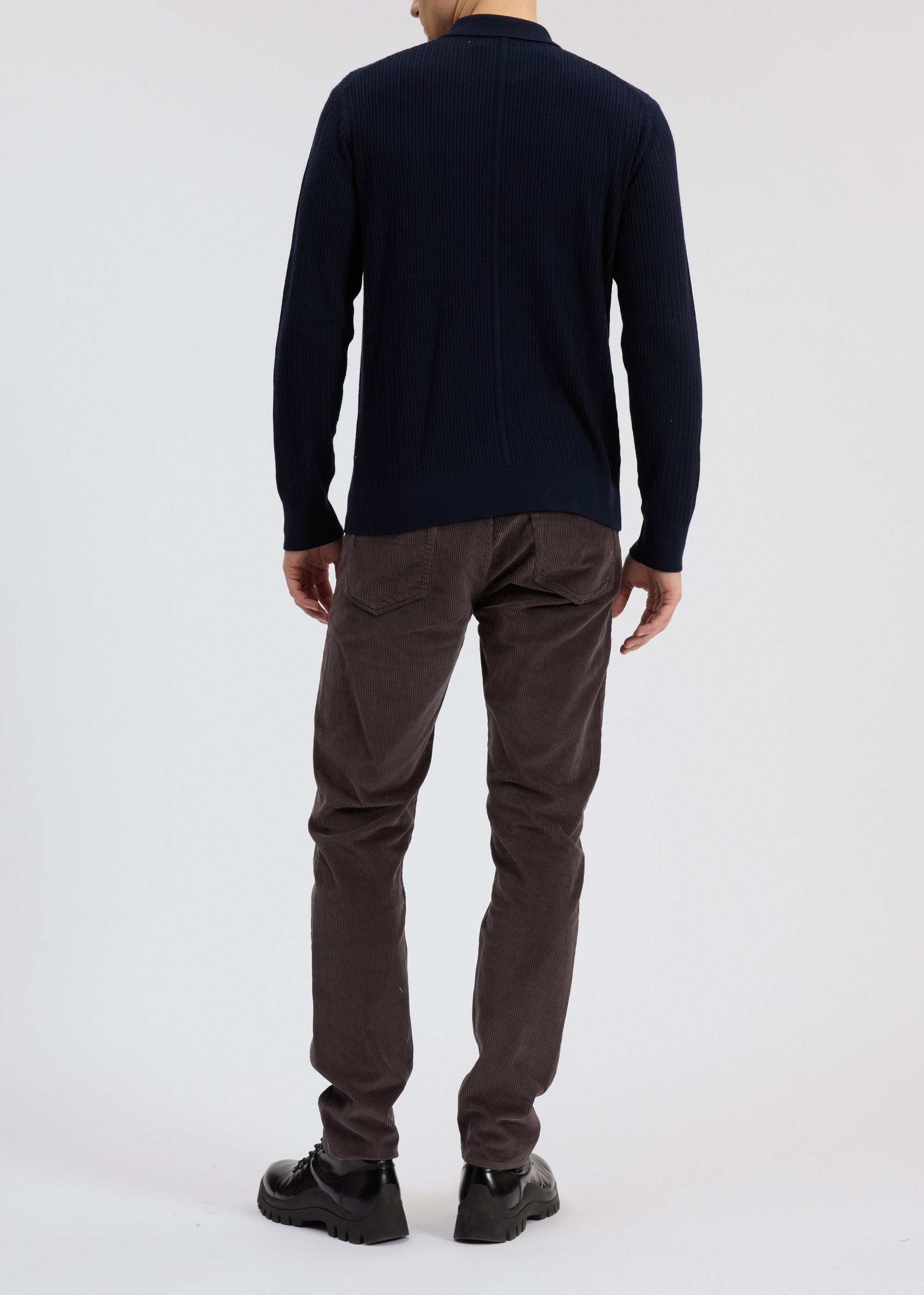 Polo à manches longues Crawford en laine - Navy