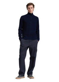 Pull à demi-zip Joel en laine mérinos - Navy
