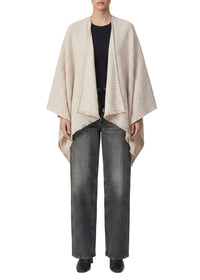 Joni embossed wool poncho - Oat