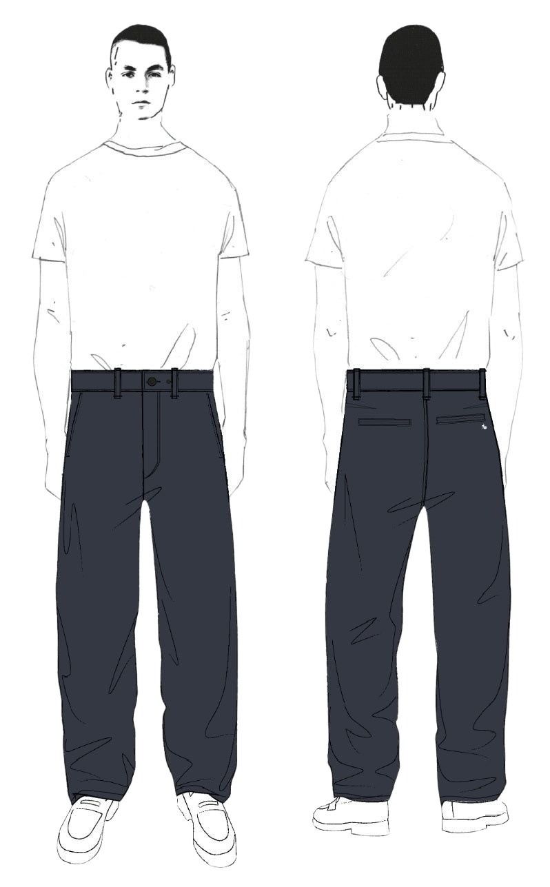 Z NO PICS / Pantalon chino ample en sergé - Navy