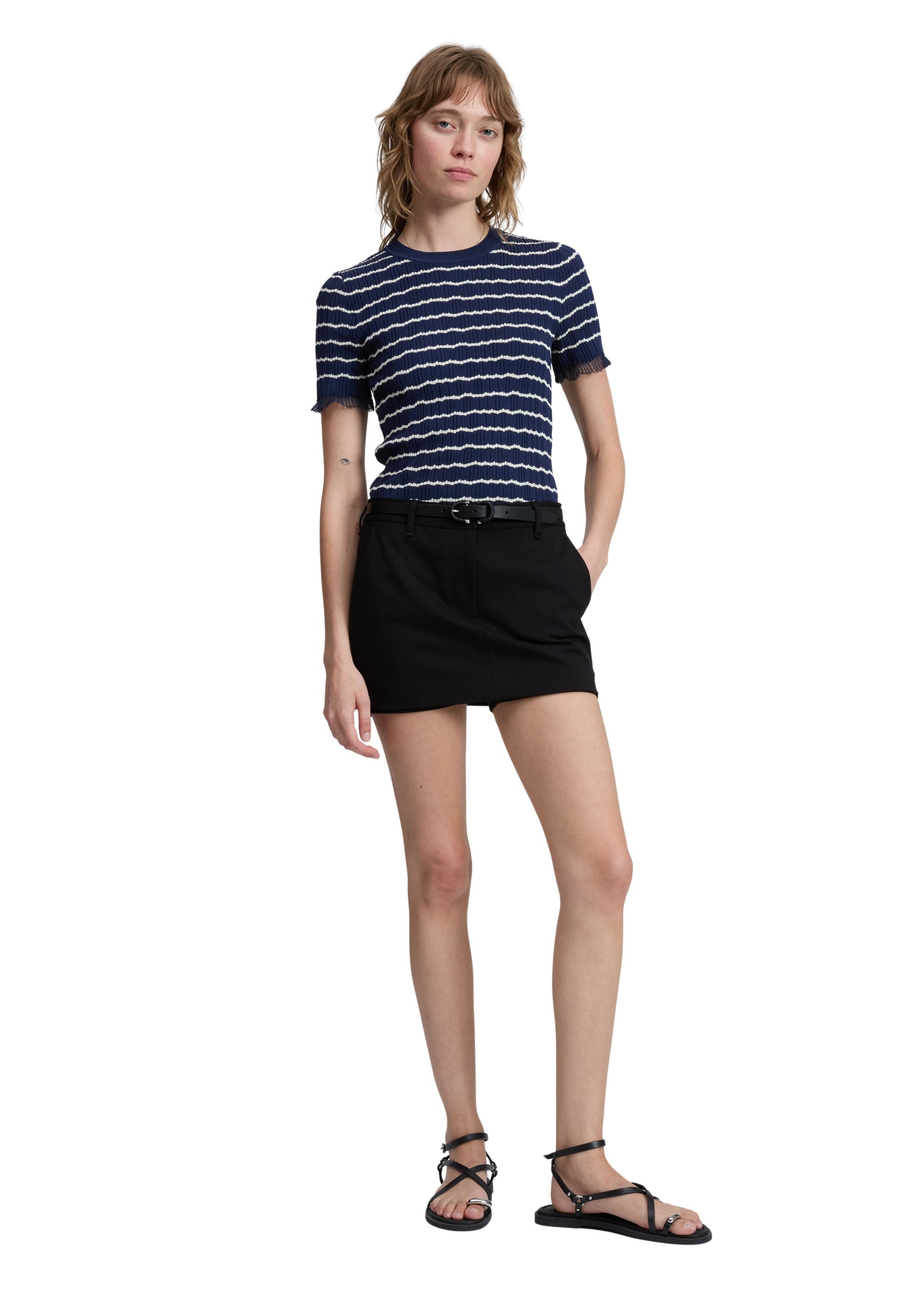 Jupe-short en ponte Irina - Noir