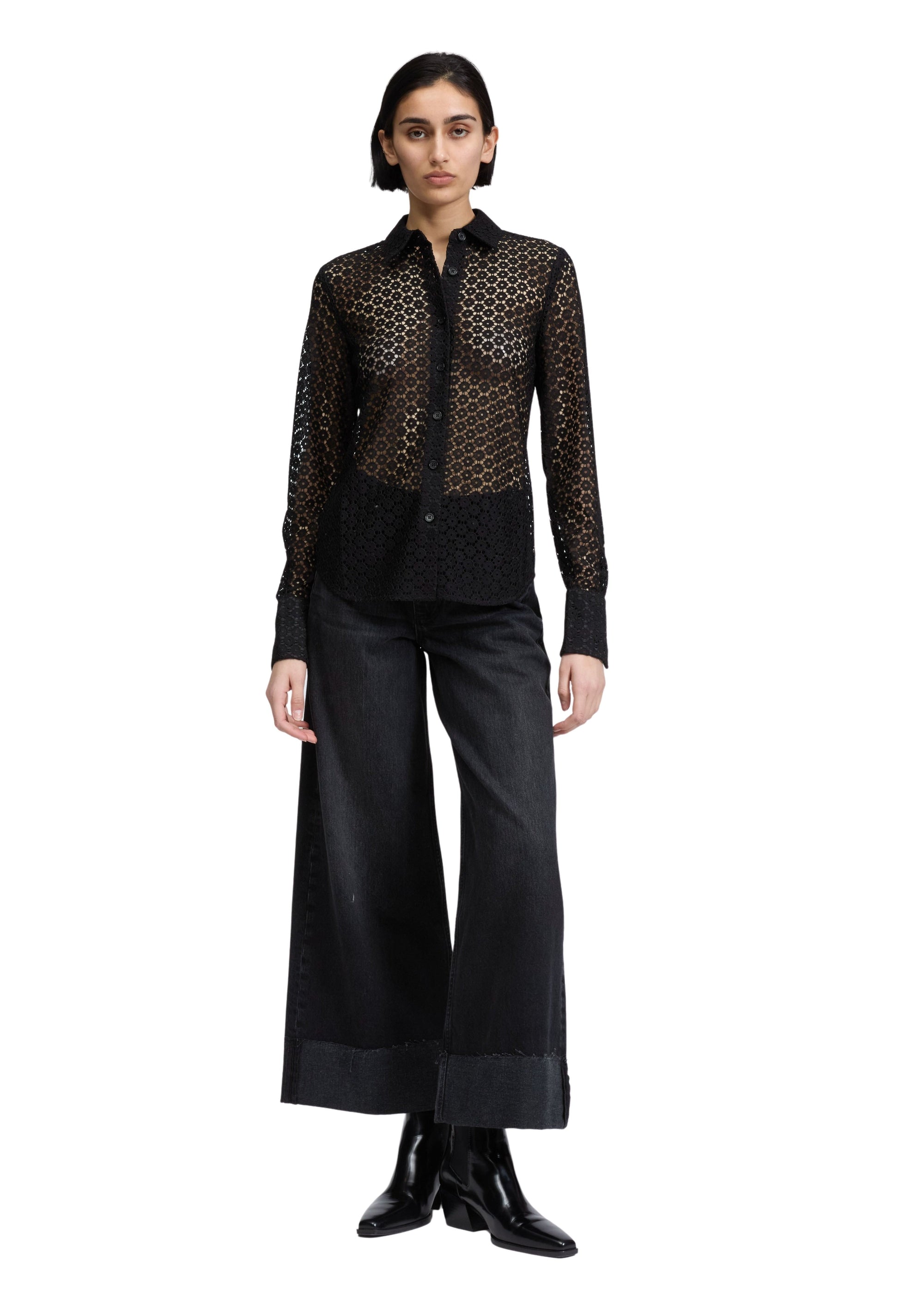 Chemise en dentelle Yvette - Noir