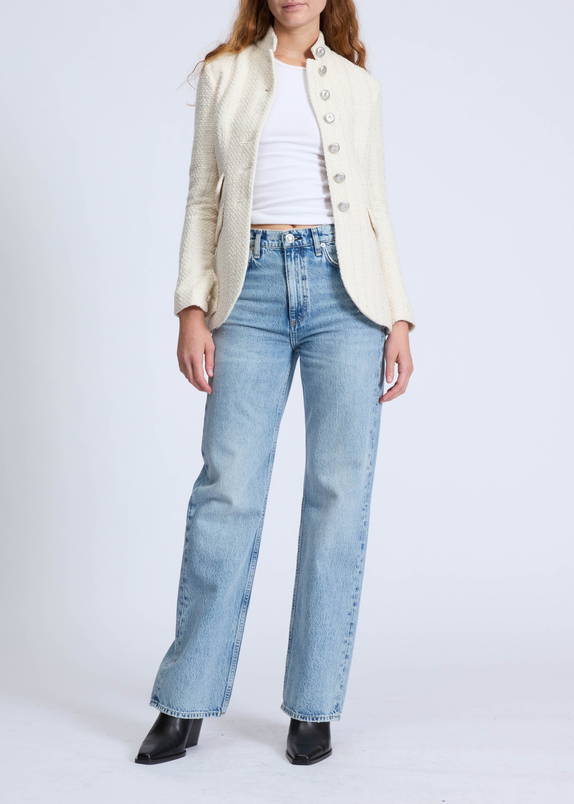 Blazer long en tweed Slade - Ivory