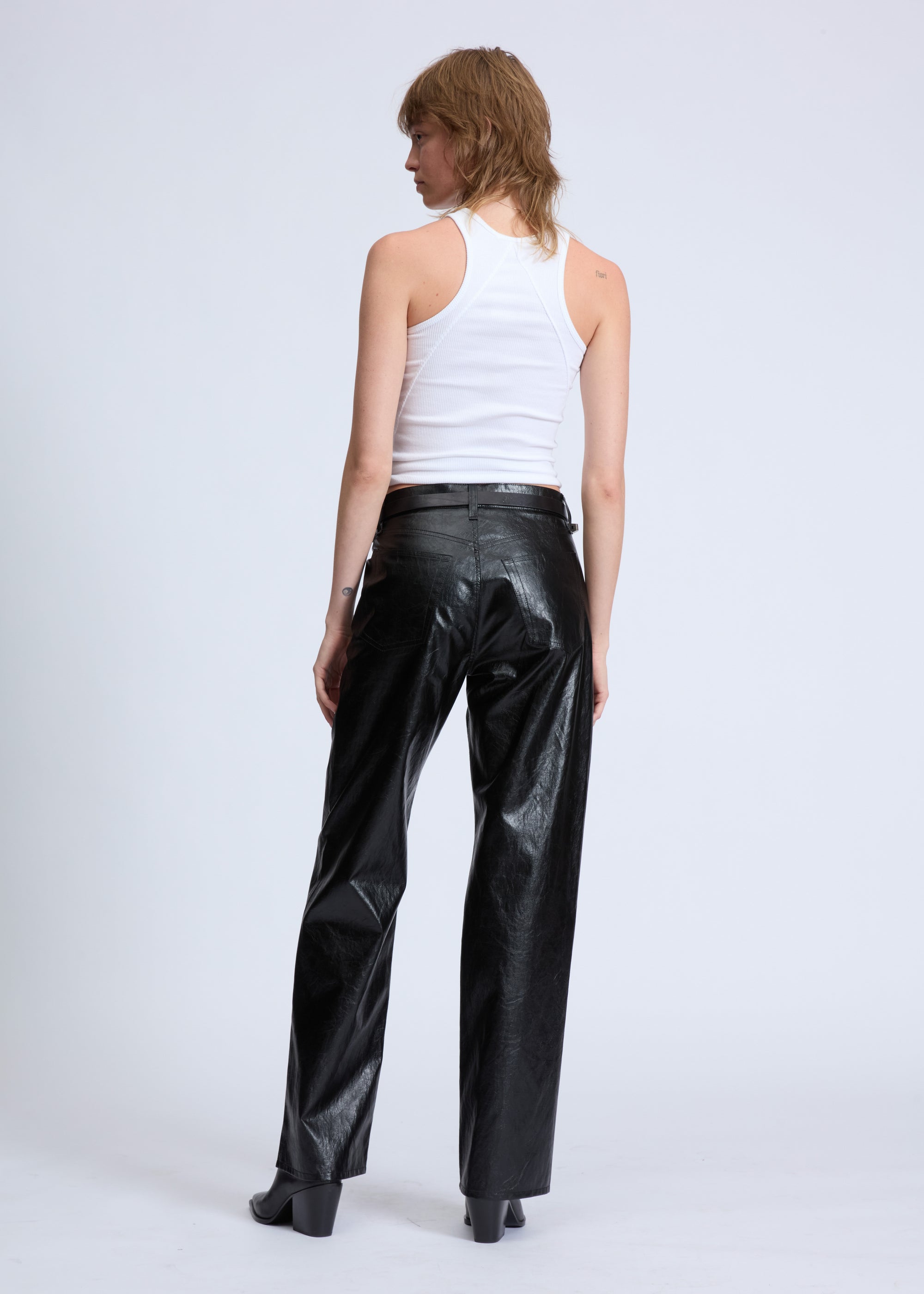 Pantalon Shea en simili cuir métallisé - Noir