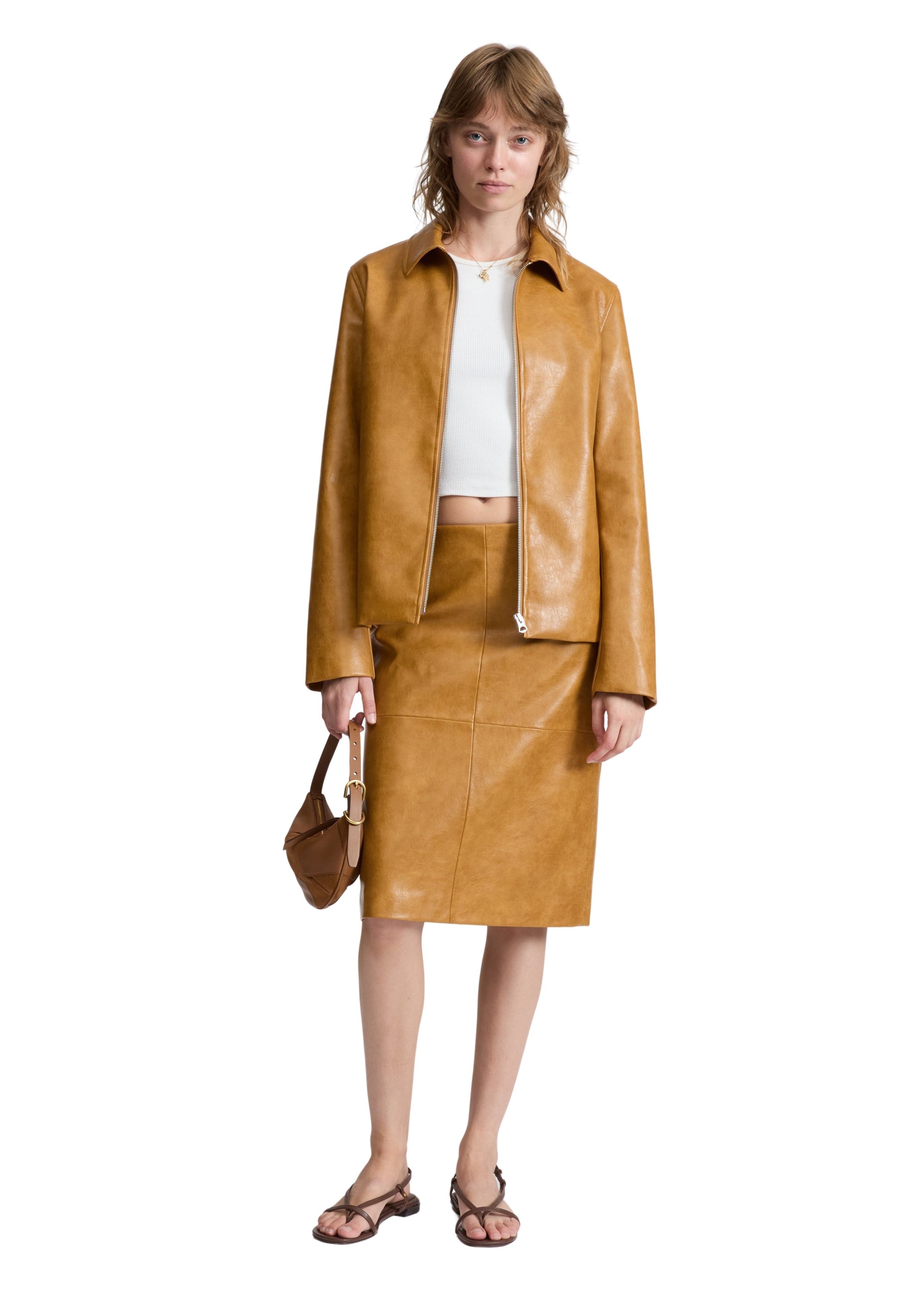 Jupe en simili cuir Jordie - Camel