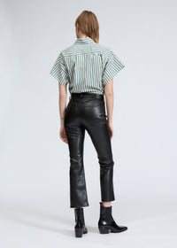 Pantalon évasé à la cheville en simili cuir Peyton - Noir