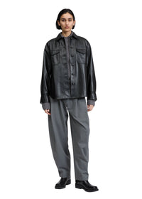 Veste chemise Camilla en simili cuir - Noir