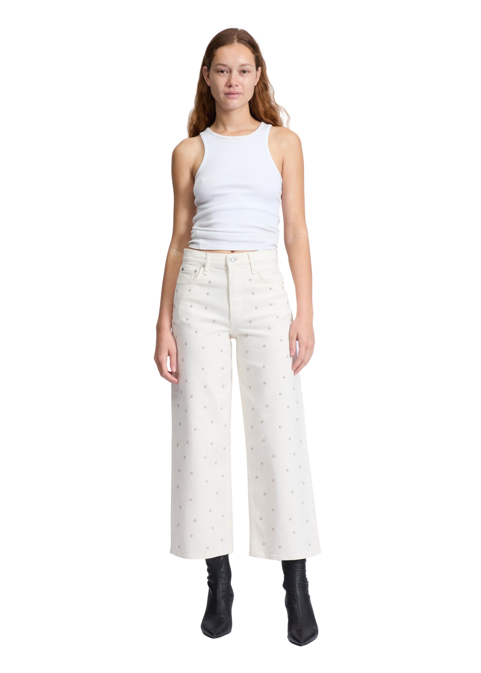 Pantalon taille haute Andi en denim - Ecrupearl