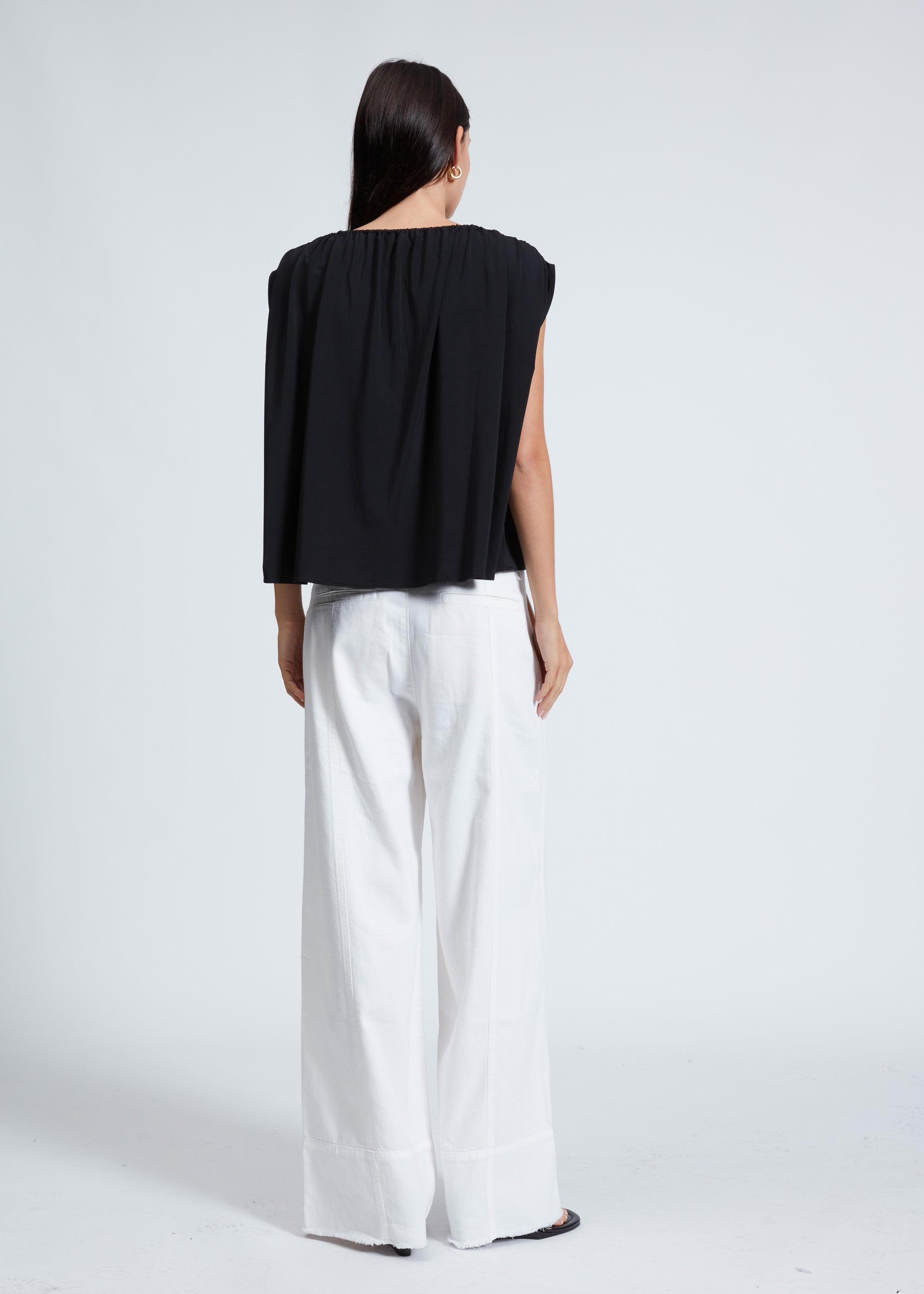 Pantalon palazzo court ultra-léger Arianna - Blanc