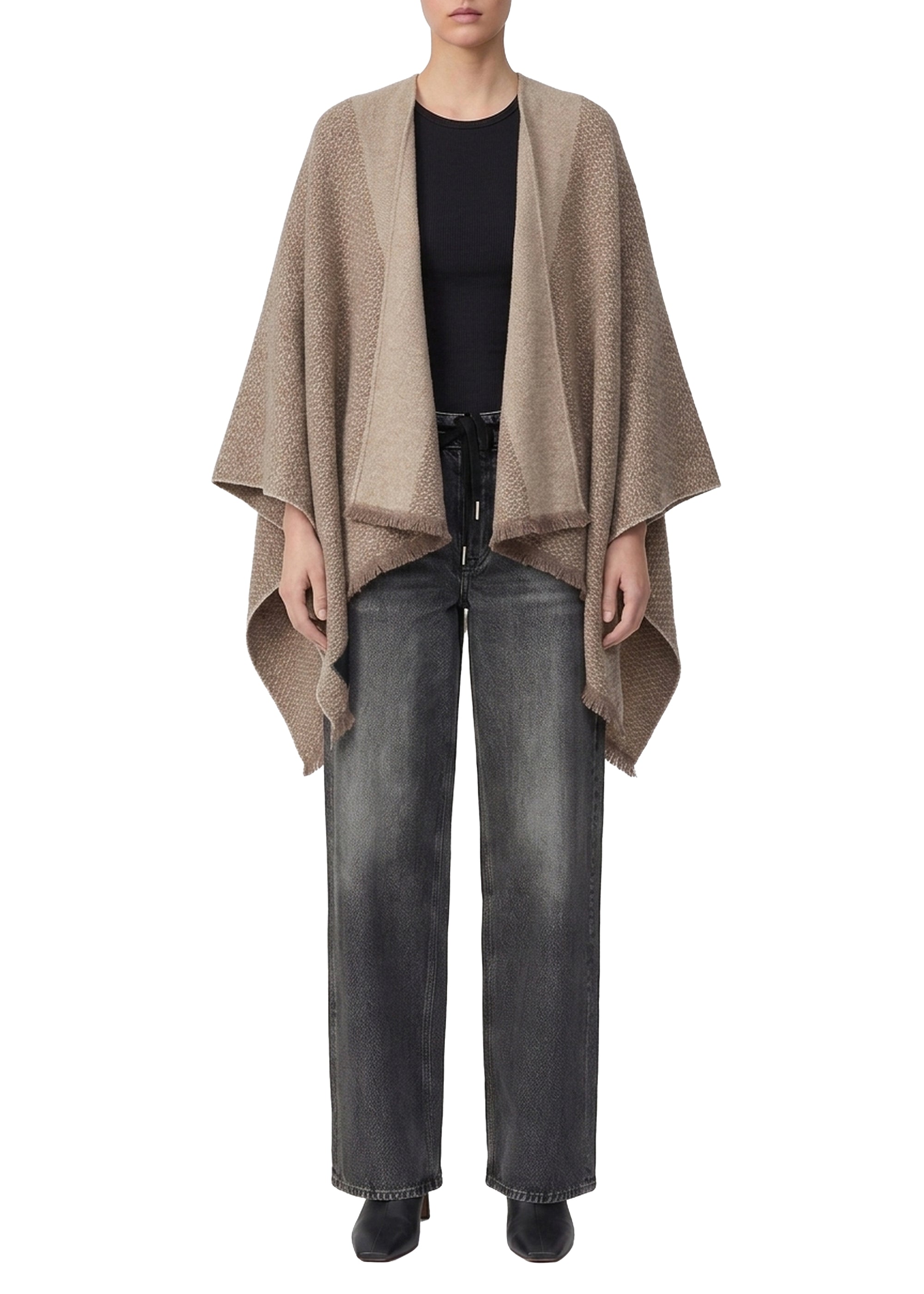 Joni reversible wool poncho - Taupe