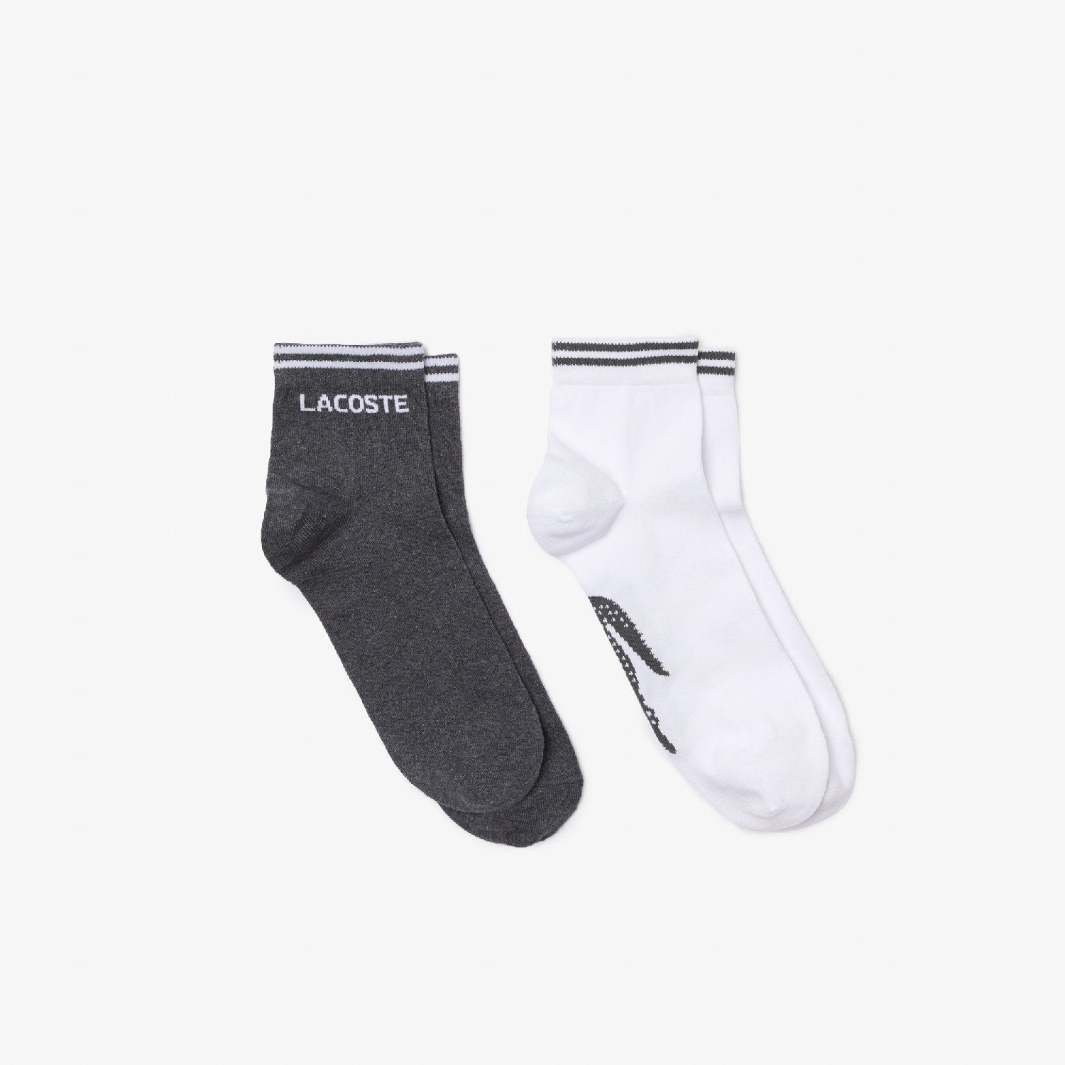 Lot de 2 paires de chaussettes basses - Bitume Chiné & Blanc