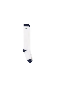 Embroidered high golf socks - White & Navy