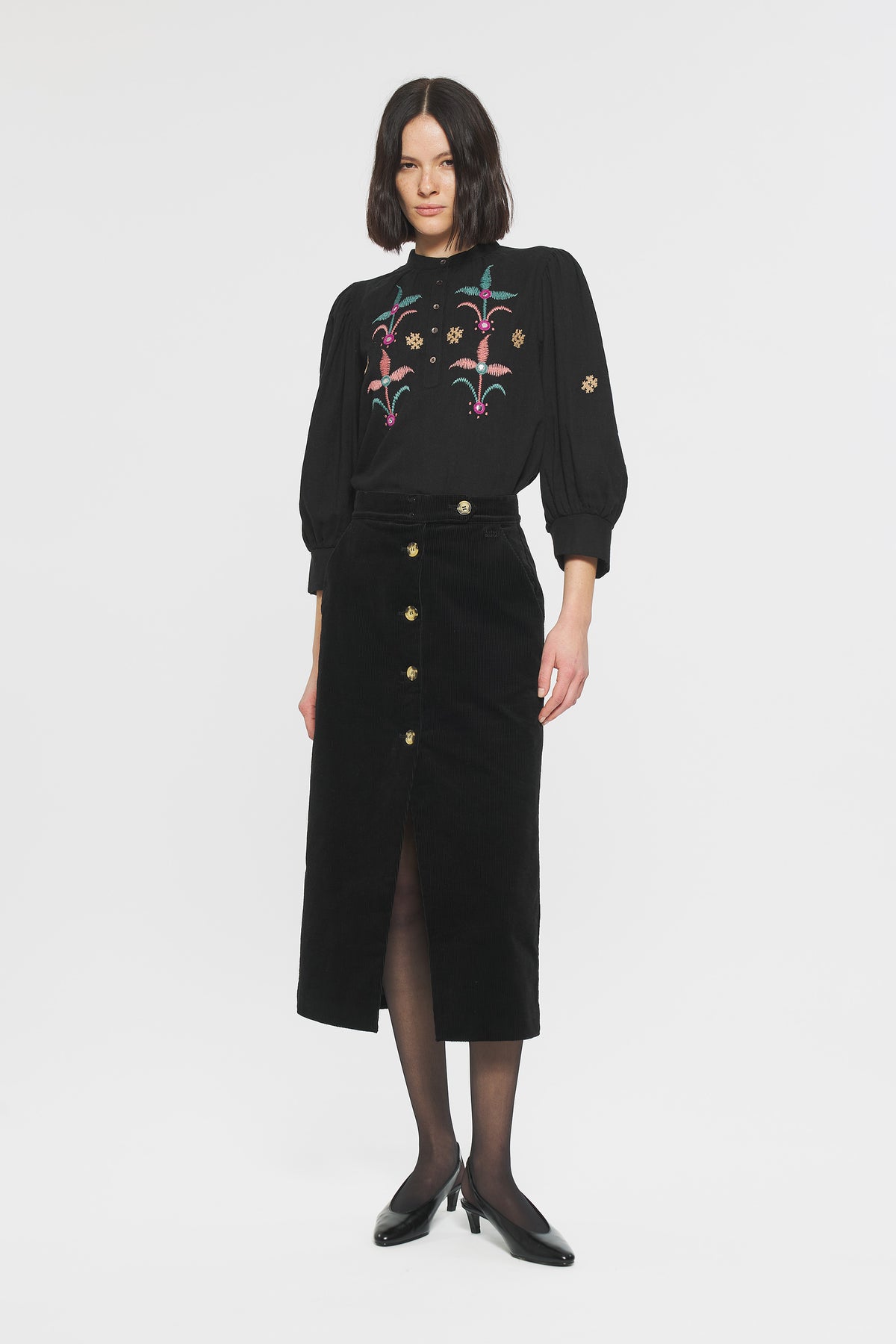 Blouse brodée Rafi - Black