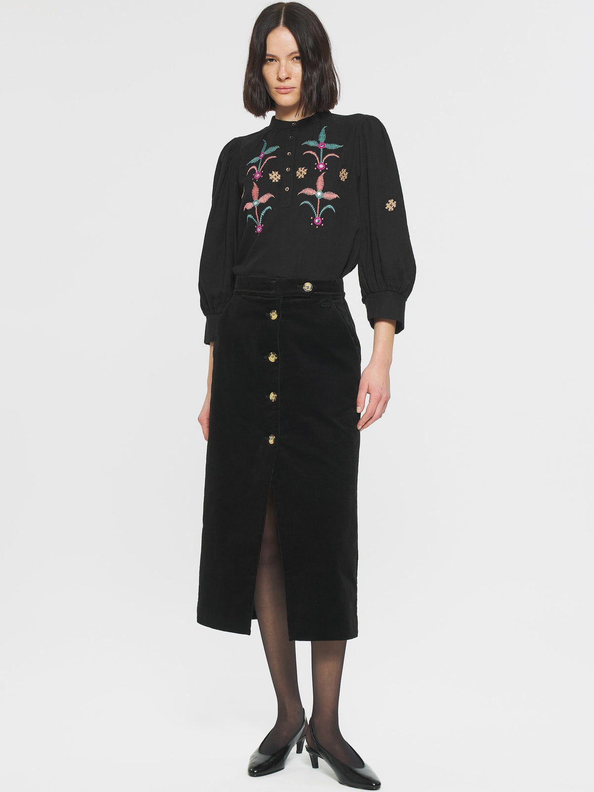 Blouse brodée Rafi - Black