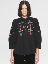 Blouse brodée Rafi - Black