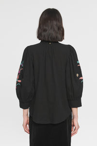Blouse brodée Rafi - Black