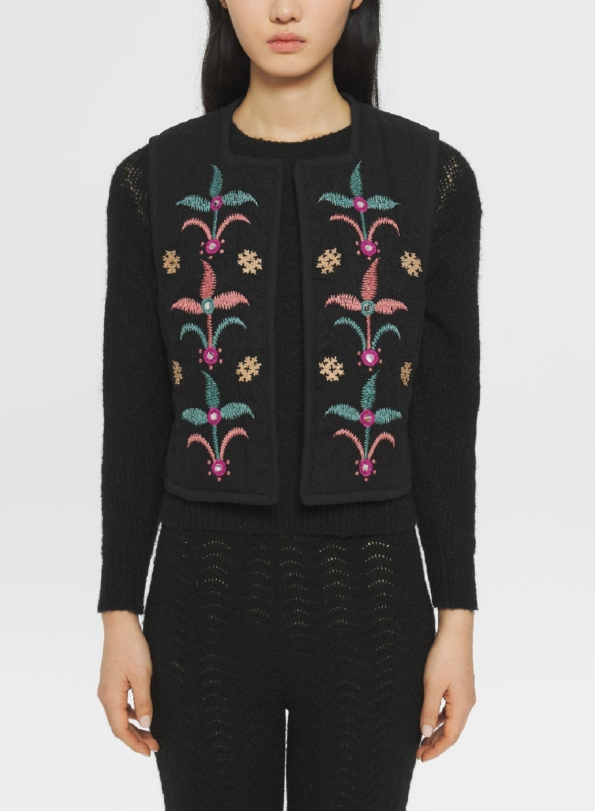 Gilet brodé Rafi - Black
