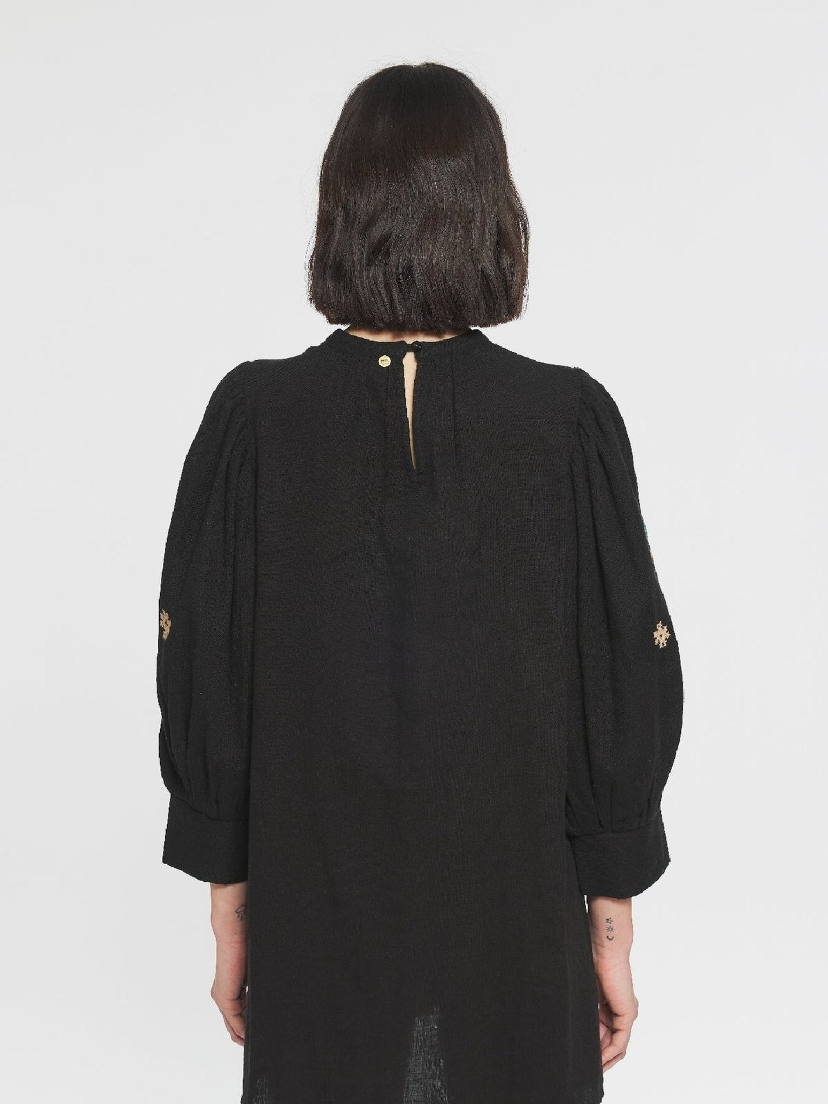 Robe courte brodée Rafi - Black