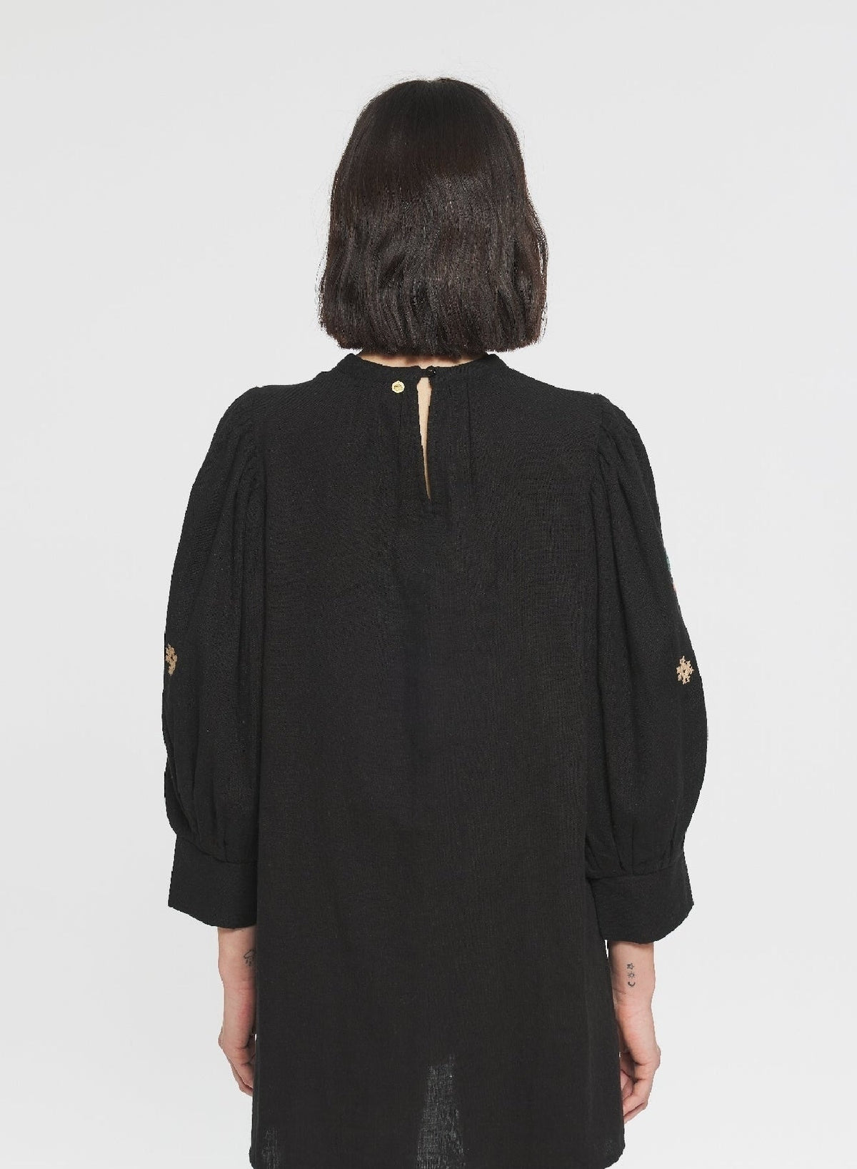 Robe courte brodée Rafi - Black