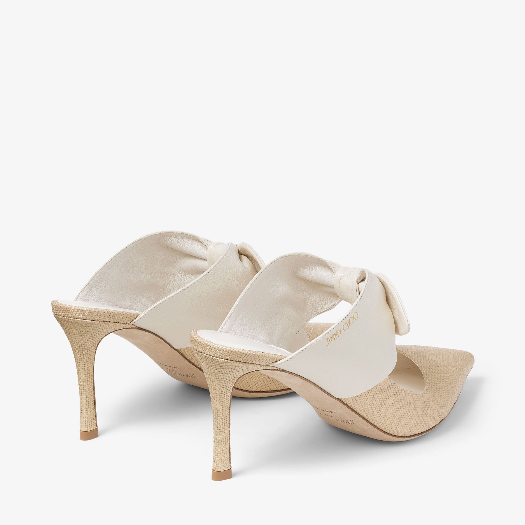 Mules Rali 75 en raphia et cuir - Latte & Natural