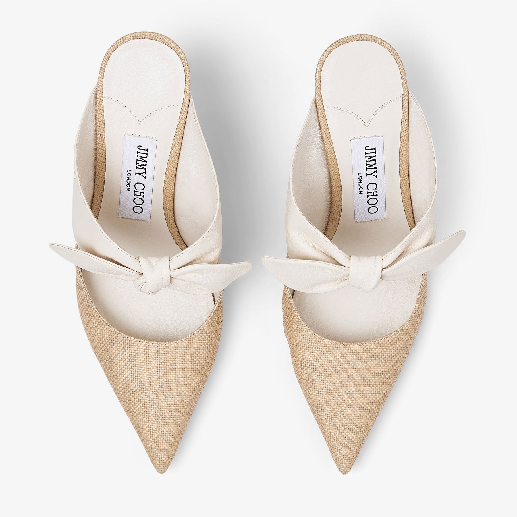 Mules Rali 75 en raphia et cuir - Latte & Natural