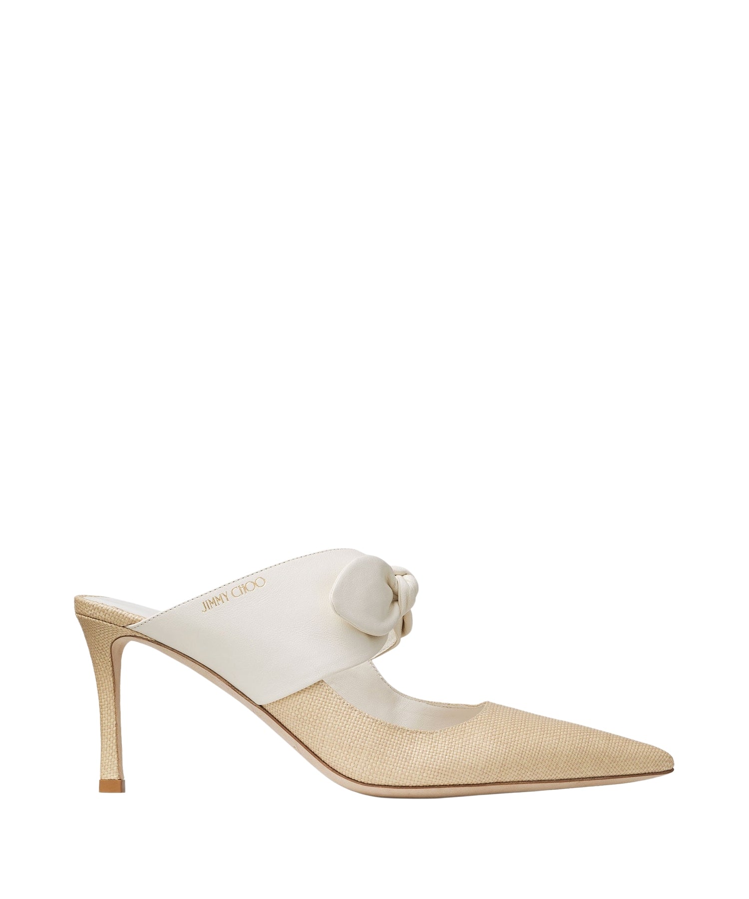 Mules Rali 75 en raphia et cuir - Latte & Natural